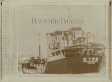 1973 Press Photo South Korean ship sailing on Tan Chau in South Vietnam picture