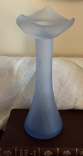 Jack In The Pulpit Satin Glass Pale Blue Vase 8-9” picture