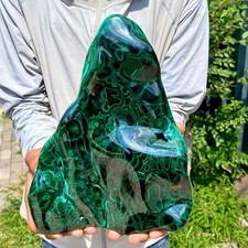 9.25LB Large Natural glossy Malachite transparent cluster rough mineral sample picture