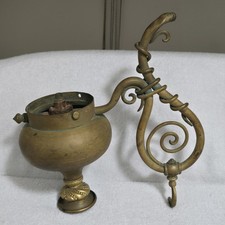 Antique Art Nouveau Brass Lighting Fixture Arm and Hub Component Parts AS IS picture