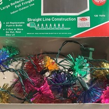 Vintage Sparkling 20 Miniature Christmas Lights Tinsel / Foil Flowers Reflector picture