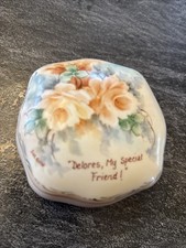 Trinket Dish Hand Painted Pink Roses Sue Setter 1990 Delores Special Friend #E picture