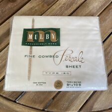 Vtg  MULBY Exclusively Ours  Percale Double Bed Sheet 8￼1”x 108 ￼ Before Hemming picture