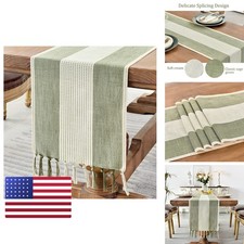 Wracra Linen Stripe Table Runner 08 72 Inches Sage Green picture