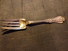Antique 1905 Whiting Violet Sterling Silver Cold Meat Serving Fork Patina 