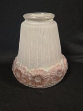 Vintage Frosted Ribbed Floral Hand Reverse Painted 2 1/4