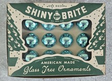 12 Vtg Deadstock Shiny Brite MINI Mercury Glass Feather Christmas Tree Ornaments picture