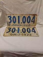 Old 1922 OH Vintage Matching Set Of 1922 Ohio Automobile license Plates 301-004 picture
