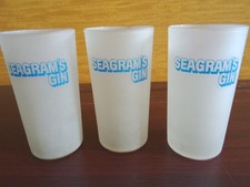 Set Of 3 Vintage Seagram's Gin 8 Ounce Frosted Cocktail Glasses picture
