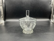 Vtg Floral Etched Glass Apothecary Candy Vanity Jar 7 1/4” T, 6” W picture