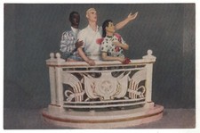 1953 Friendship for Peace 3 races Figurine Porcelain Russian POSTCARD Old picture