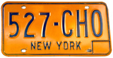 Vintage New York 1973 Base License Plate 527-CH0 Man Cave Collector Wall Decor picture
