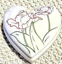 Crowning Touch Collection Heart Shaped Trinket Box Porcelain Flowers Vtg Japan picture