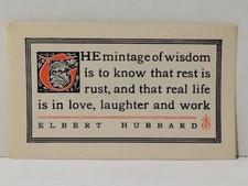 Rare Roycroft Elbert Hubbard Early 1900s Motto Card Antique Arts & Crafts Era picture