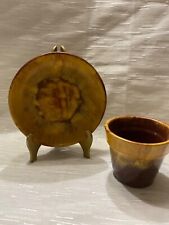 pottery flower pot and underplate marked BMP Canada picture