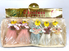 Vintage MCM 1950-60 Tulle Angel Noel Choir Christmas Ornaments - BRAND NEW picture