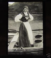 Glass Magic lantern slide A YOUNG HAPPY MAIDEN C1890  picture
