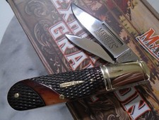 Marbles Brown Checker Bone Barlow 2 Blade Pocket Knife Slipjoint Folder MR684 picture