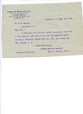 1915 Dobler Brewing Co. Albany NY Typed Letter Geo C Hawley picture