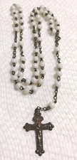 Antique Mid 1800's Pocket France Rosary White Prosser Beads Nun Convent Find picture