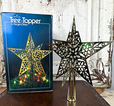 Vintage Hallmark Elegant Brass Tree Topper 1980 9 inch Christmas Original Box picture