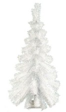 3FT White Hanging Wall Christmas Tree Classic White Tinsel Tree Lays Flat - 36'' picture
