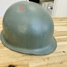 Vintage 70s 1979 Israeli Military M1 Helmet 3-Bale Leather Liner Chin Strap picture