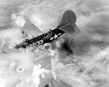 USS Charger Curtiss SB2C-3 Helldiver Falls Over Side WWII 8x10 Print HT4136371 picture