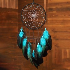 Blue Dream Catchers Handmade, Boho Traditional Circular Net for Wall Hanging picture
