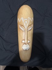Vintage Hand Carved Wood Wall Hanging Mask Made in Indonesia picture