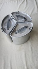 Vintage  Aluminum Triangle Chambers Stove Thermowell Triple Pot Set picture