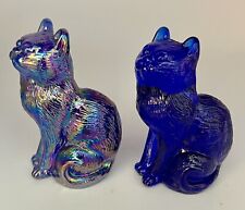 Mosser Glass Cats Cobalt & Cobalt Carnival picture