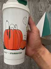 Starbucks Peanuts Snoopy Great Pumpkin Tumbler Stainless Steel Mug Halloween picture