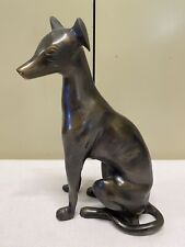 10” Solid Bronze Regal Sitting Greyhound Whipet Dog Statue Desk Tabletop Decor picture