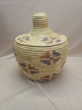 VTG Alaskan Inuit Coiled Beach Grass Lidded Basket 10