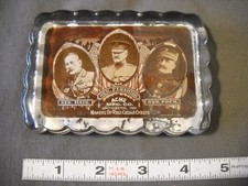 WWI ACME MFG GENERAL PERSHING FOCH HAIG CEDAR CHEST GLASS PAPERWEIGHT CRUVER MFG picture