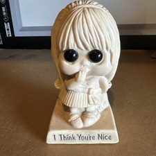 Vintage Russ Berrie Wallace Berrie Girl Figurine I THINK YOU'RE NICE Gift 1970 picture