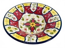 Pier 1 Vallarta Hand-Painted Floral Ceramic Serving Bowl 14 in picture