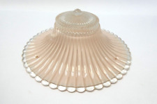 Vintage Used Pink Clear Rounded Edge Art Deco Lamp Light Shade Cover Part picture