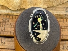 Chris Charley Navajo Sterling Silver Opal Inlay Kokopelli Ring Sz 7.75--2219.26 picture