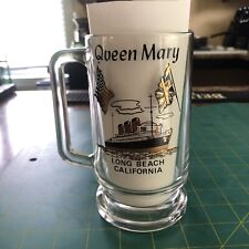 RMS Queen Mary Beer Glass Mug Long Beach California RARE Genuine Vintage picture