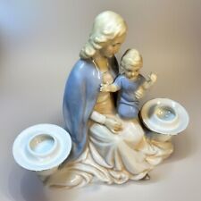 Mary Statue Holding Baby Jesus Candle Holder 50s Porcelain Figurine Holy Family picture