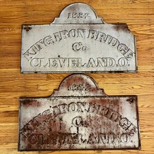 Antique 1882 King Iron Bridge Co. Cleveland Ohio Cast Iron Truss Bridge Signs US picture