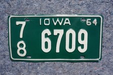 1964 IOWA License Plate picture
