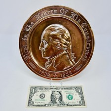 Antique 1932 George Washington 200th Birthday Commemorative Gorham Brass Plaque picture