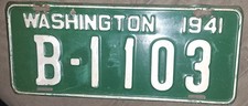 VINTAGE 1941 WASHINGTON STATE PIERCE COUNTY  LICENSE PLATE GREEN/WHITE picture