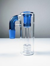 18mm 90° Blue Matrix Perc Ash Catcher Premium Tobacco Water Pipe Bong Bubbler picture