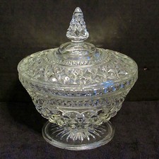 Vintage Anchor Hocking Wexford Vintage Clear Glass Lidded Candy Dish picture