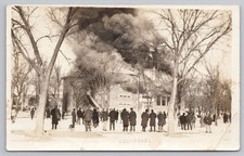 Vintage Ponca Nebraska c.1910s FIRE at High School Real Photo Postcard RPPC Gus picture
