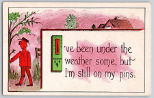 Postcard~ Arts & Crafts~ Wooden Scarecrow~ I've Been Under The Weather picture
